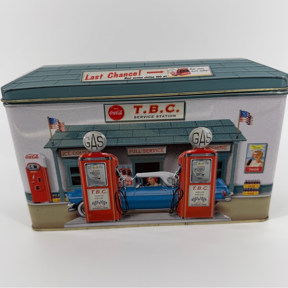 Vintage Style Coca-Cola T.B.C. Service Station 3D Collectible Tin Box, 1990s
